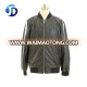 Black Plain Breathable PU Leather Bomber Jacket Men